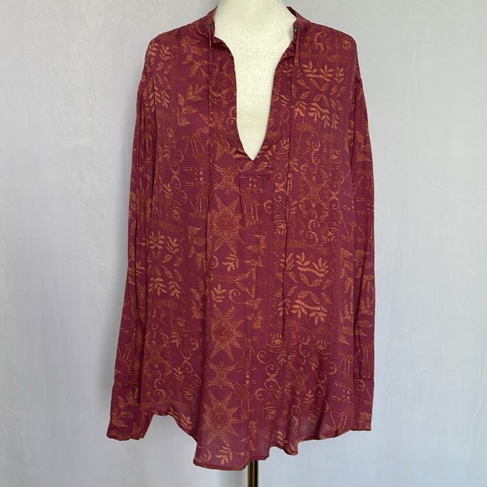 Free People Mia Tunic in Rouge Women's Size S Oversized Boho Cottagecore EUC - Picture 2 of 15